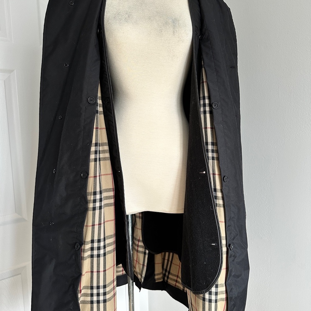 Burberry Black Trench Coat with Check Lining